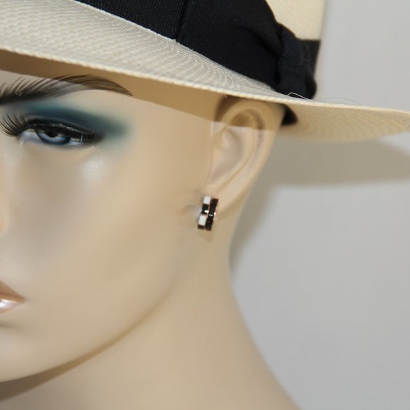 Nickho Rey Black Spinel Enamel Rose Gold Earrings - Picture 3 of 12